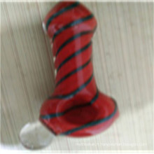 Cheap Price Red Line Glass Spoon Pipe to Smoking (ES-HP-170)